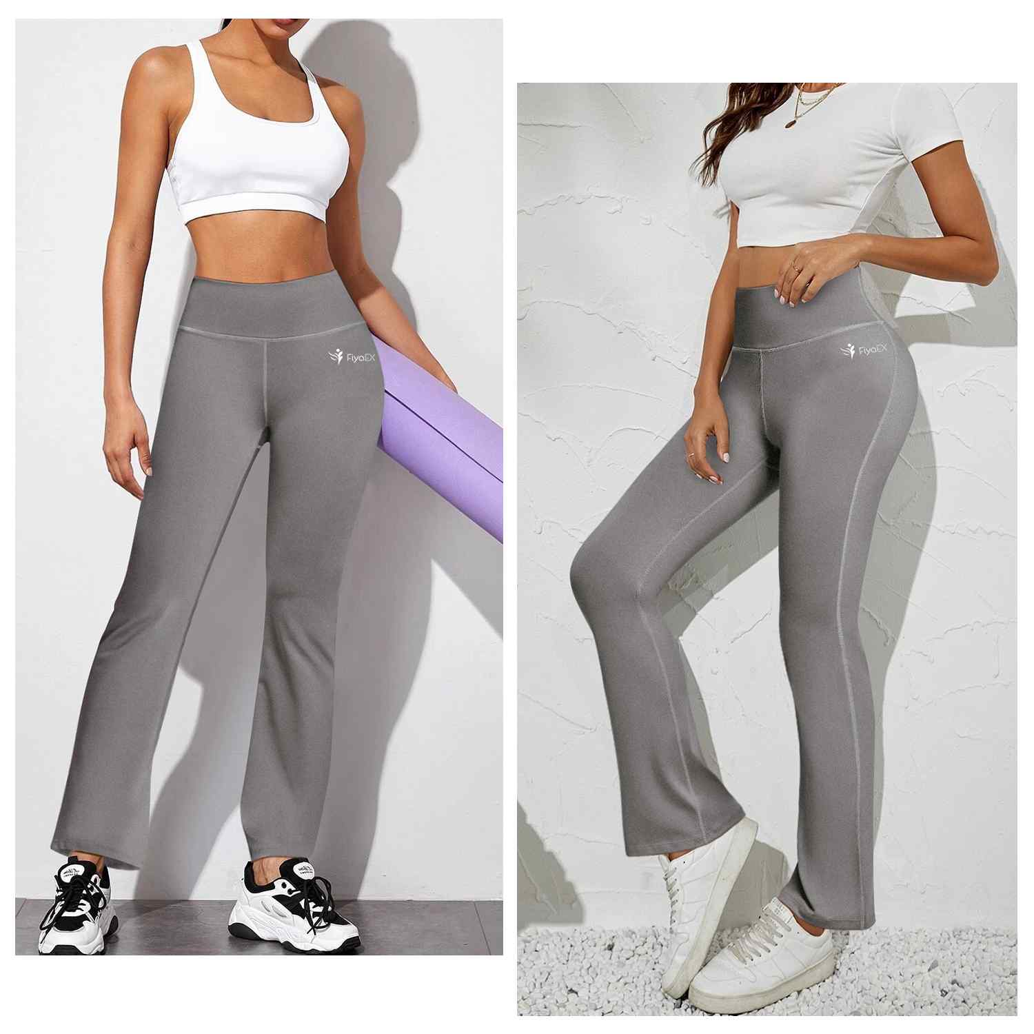 Plus Size Grey Tessa Gym Day Long Bootcut Yoga Pant
