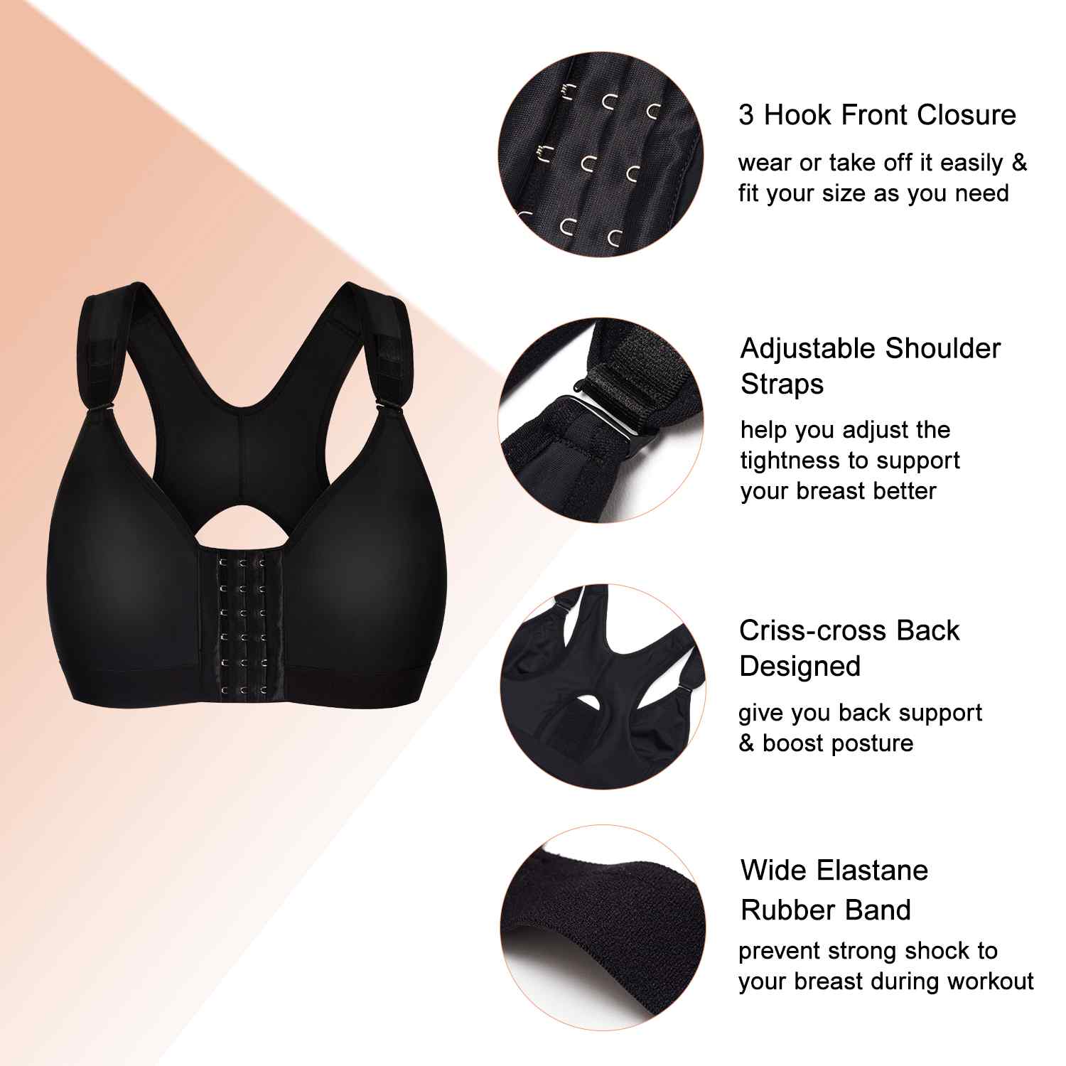 Sexy Front Closure Support Sports Bra
