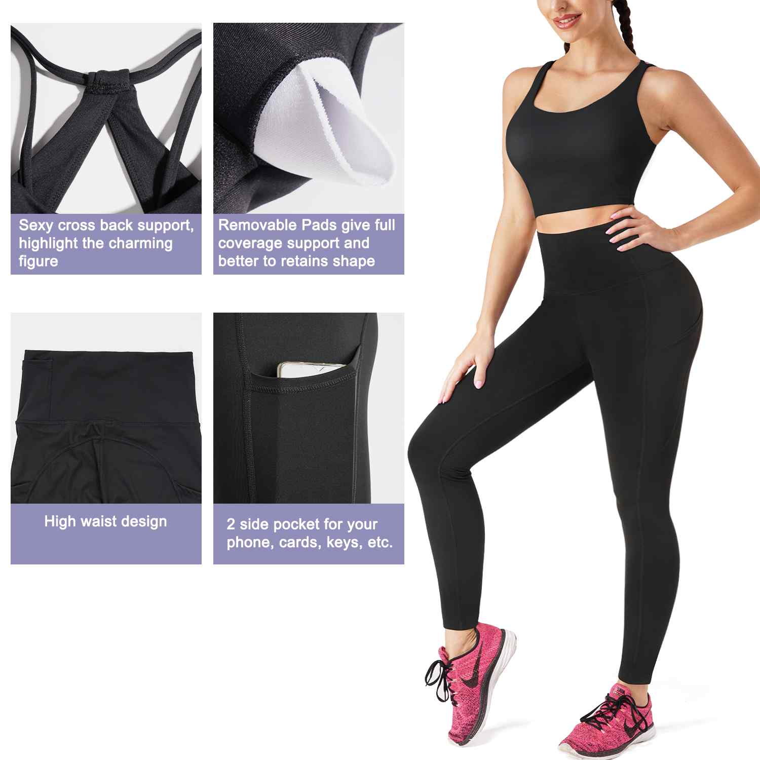 Rohnisch Ladies Tess Sports Bra C / D - Black 301049 - Gym Wear, Yoga  Clothing, Pilates